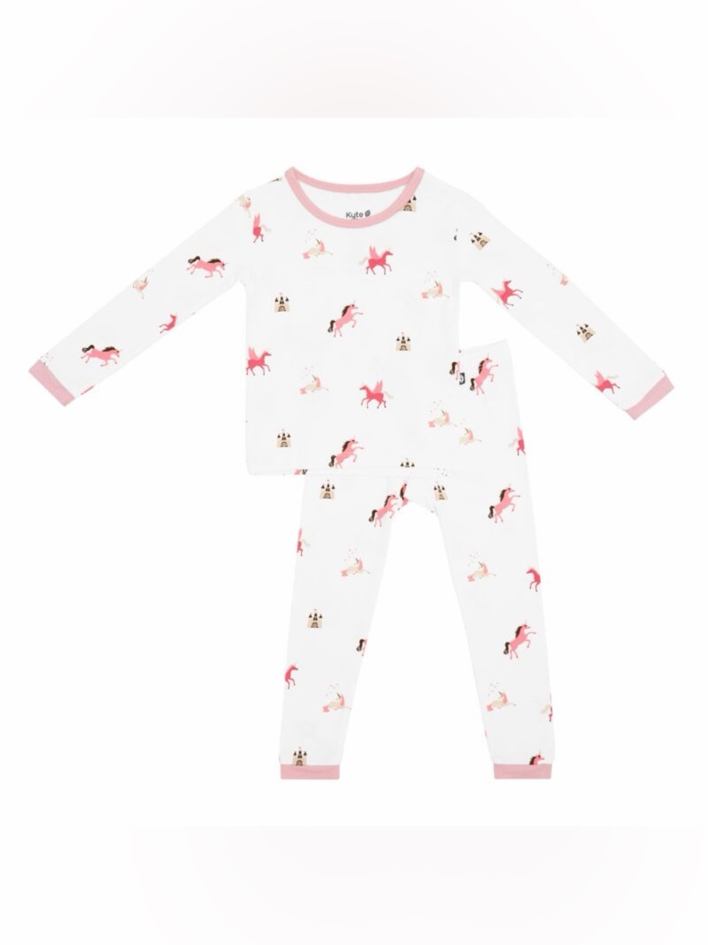 Kyte BABY White and Pink Unicorn Pajama Set